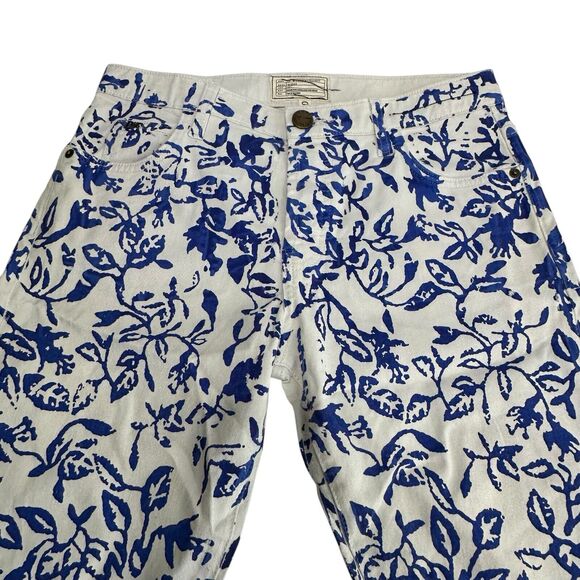 Current/Elliot X DVF The Classic Skinny Blue White Floral Printed Jeans Size 32 - Picture 3 of 10